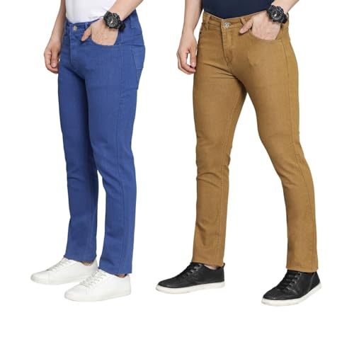 Image of DAIS Men's Stretchable Slim Fit Mid Rise Jeans, Pack of 2, (Combo of 2 Jeans)