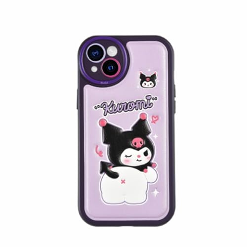 JRDSXGY Compatible for iPhone 14 Plus/15 Plus Cartoon Case, Kawaii Cute Bear Case Silicone 3D Cover Strap Soft TPU Shockproof Protective for Girls and Womens (Purple kromi, for iPhone 14/15 Plus)