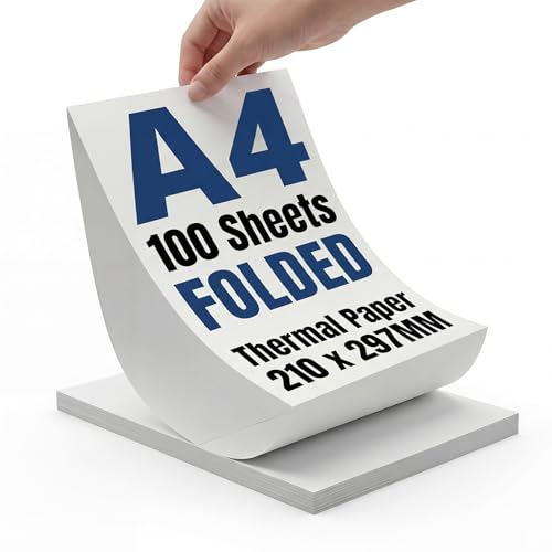 100 hojas de papel para impresora térmica A4, papel térmico de secado rápido para documentos, páginas web, fotos（ de plegado continuo）