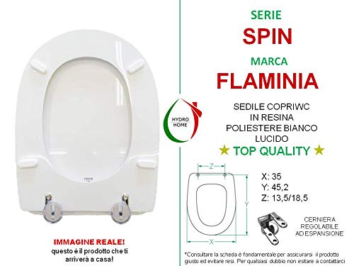 WC-Sitz Kompatibel Mit Relax Flaminia – Weiß, Beschichtetes Holz, Made In Italy, Inkl. Scharniere