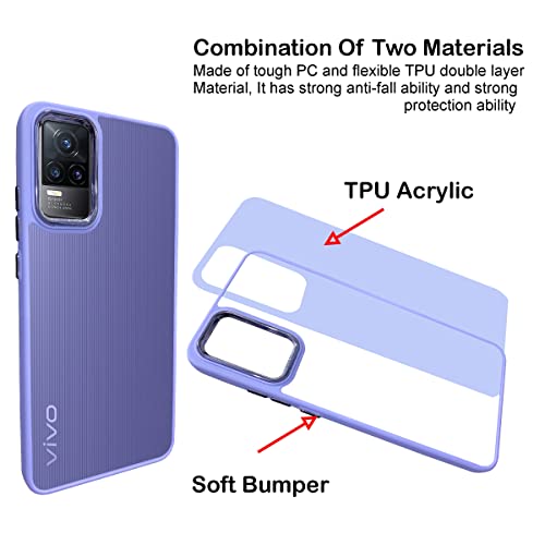 Image of A rtistque Frosted Translucent Back Cover Case for Vivo Y73 | Electroplated Chrome Ring | Raised Camera Edges for Protection | Smooth Sides TPU - Purple