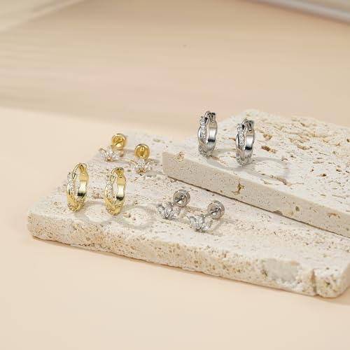 Turandoss 8 Pairs Hypoallergenic Gold Huggie Hoop Earrings for Women Girls - image 6