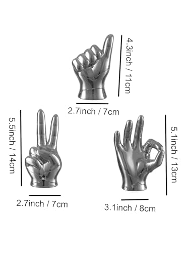 Image of TIED RIBBONS Set of 3 Hand Sign Gesture Showpiece Statue Collectible Figurines (Ceramic, Copper) for Home Decor Living Room Bedroom Wall Shelf Office Table Top Decoration Gifting Items, Religious