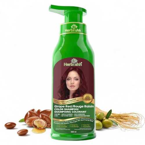 Herbishh Shampooing couleur cheveux gris Grape Red, 500 mL