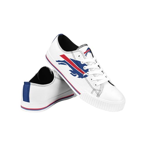 Image of FOCO NFL Womens NFL Ladies Fashion Team Big Logo Low Top White Canvas Sneakers Shoes
