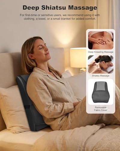 Image of Snailax Cordless Shiatsu Neck Massager with Heat & Vibration, Back Neck Shoulder Massager for Pain Relief Deep Tissue, 4D Kneading Back Massage Pillow, Rechargeable Portable Massage