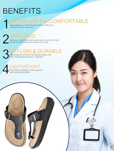 Image of HEALTH FIT Extra Soft Premium Classic Cushion Sliders /with Adjustable Buckle Strap & Light Weight Anti-SkidWaterproof Luxurious Slippers for Men's HF121