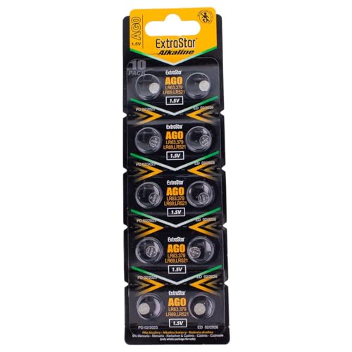 Zqxnt 10 batterie a bottone AG0 da 1,55 V, SR521SW, LR521, SR521, SR521, AG521, S521E, 521A, batterie a bottone di ricambio per telecomando per orologio