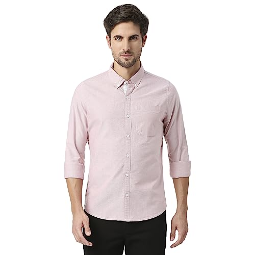Image of Thomas Scott Men's Premium Slim Fit 100% Cotton Casual Shirt | Button-Down Collar | Full Sleeves | Solid Shirt for Men