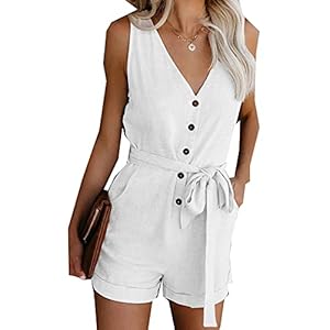 Vrouwen Zomer Kleding Off Shoulder Tuniek Mouwjes Playsuit Solid Casual V-hals Korte Thuis Jumpsuit
