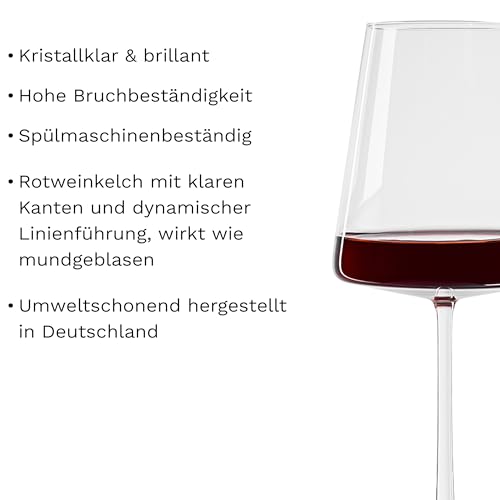 Foto von Stölzle Lausitz Rotweingläser Power 6er-Set 520ml – Hochwertige Weingläser für kräftige Rotweine – Moderne Rotweinkelche mit eckiger Form für maximale Geschmacksentfaltung – Spülmaschinen- & Stoßfest