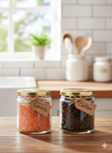 Image of Somil Transparent Glass Storage Jar Set for Kitchen Storage | Food-Grade Containers for Spices, Dry Fruits & Snacks | 100 Ml Each | Pack of 2 | Size 5.5 X 5.5 X 6.8 Cm -AS1191