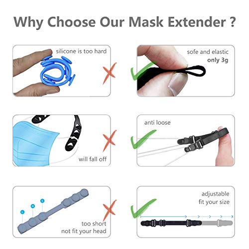 mask extender strap 10pcs elastic fabric mask holder clip ear protector with adjustable strap for back of head ear