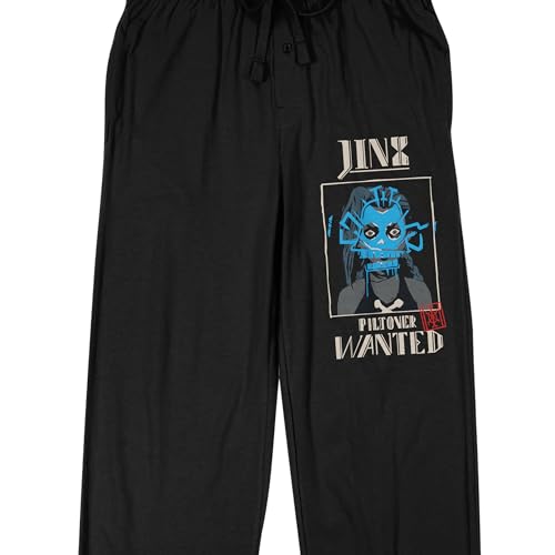 League of Legends Arcane Jinx Wanted Poster Adult Black Sleep Pajama Pants2