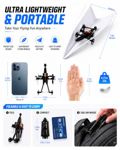 Image of Rc Paper Airplane Motor Kit DIY Model Airplanes Launcher Construction Set with Gyro Stabilizer Dual Propellers Foldable Electric Remote Control Plane Drone Stem Toy Tech Gadgets Gifts (with Plane D)