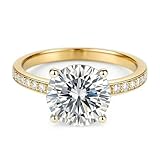 Tolldek Gold Au750 Alianzas de boda, 4 anillos de la amistad con moissanite real, Au 750, talla 65 (20,7)