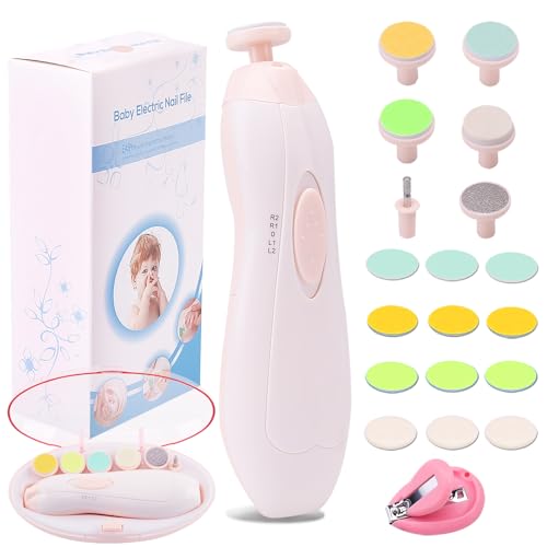 Image of Baby Nail Trimmer Electric Nail File Baby Nail Clippers, 20 in 1 Safe Nail Filer Grinder Kit for Newborn Infant Toddler Kids or Adults Toes Fingernails Care Trim Polish, Led Light and Grinding Heads
