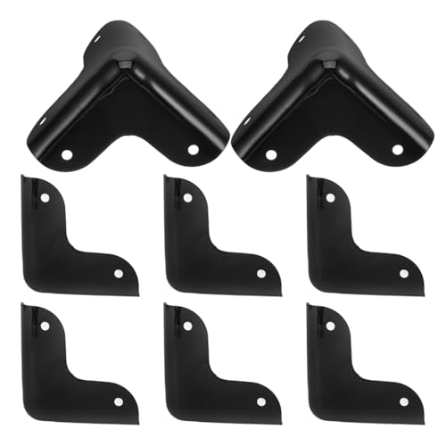 Image of DOITOOL Corner Bumper Guards for Furniture ： 8pcs Black Metal Corner Protectors Decorative Covers Decorative Round Edge Guards for DIY ，Durable Iron Covers for Luggage and Backpacks