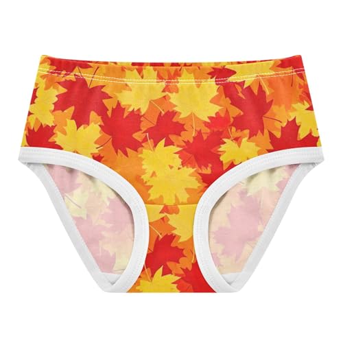 Autumn Maple Leaves Red Girls Underwear Toddler 2t Cotton Panties for Girl Animal Briefs Undies Kids