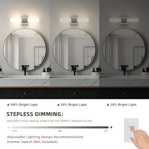 Image of Brushed Nickel Vanity Light for Bathroom Lights Fixtures Over Mirror 5CCT Dimmable Vanity Light Bar 15.74-Inch 12W Bathroom Lighting Fixtures for Mirror