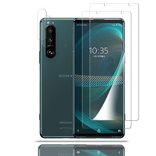 Xperia 5 III 用のガラスフィルム+カメラフィルム SO-53B/SOG05 用の 液晶保護 フィルム 保護ガラス レンズ保護フィルム 硬度9H/貼り付け簡単/超薄飛散防止/気泡防止/指紋防止/高感度タッチ/透過率98%