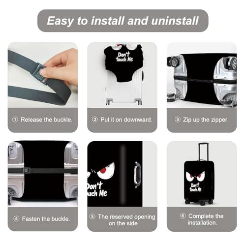 Image of DON'T TOUCH ME Luggage Cover, Funny Travel Accessories with Inspirational Quotes, Durable Suitcase Protector