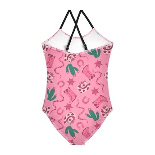 Girls One Piece Swimsuits Wild West Cowgirl Quick Dry Beach Swimwear Bathing Suit for Beach 3-10 Years2