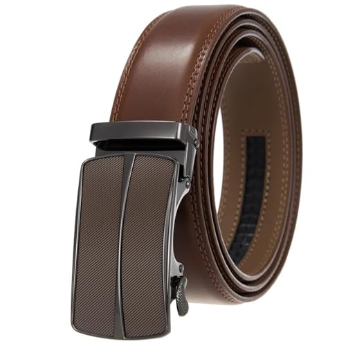 Belt for Men Genuine Leather Automatic Ratchet Buckle