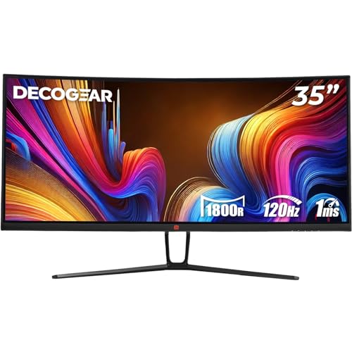 Image of Deco Gear 35-Inch Curved Ultrawide Gaming Monitor | 3440 x 1440 | 120Hz | 1ms MPRT | Adaptive Sync | HDMI 2.0 x2 | DisplayPort 1.4 x2 | 99% sRGB