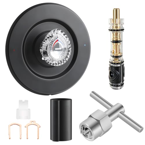 Image of Shower Trim Kit, Compatible with Moen T470 Chateau Shower Trim Kit With Replacement Cartridge and 104421 Removal Tool, Escutcheon, Tubes, Shower handle and Screws (Matte Black)