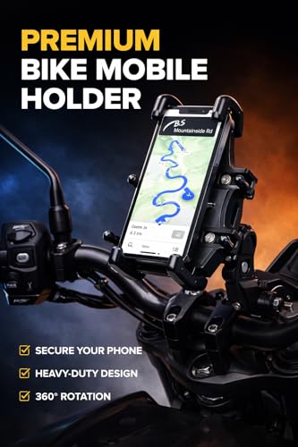 Image of Heavy Duty Bike Mobile Holder | 360 Rotation | Anti-Vibration | Universal Phone Mount for Motorcycle & Scooter | Handlebar Mobile Stand