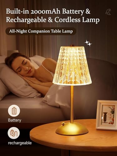 Image of One Fire Wireless Table Lamp, 3 Colours, LED Table Lamp, Battery, 10-Way Dimmable, Vintage, Touch Lamp