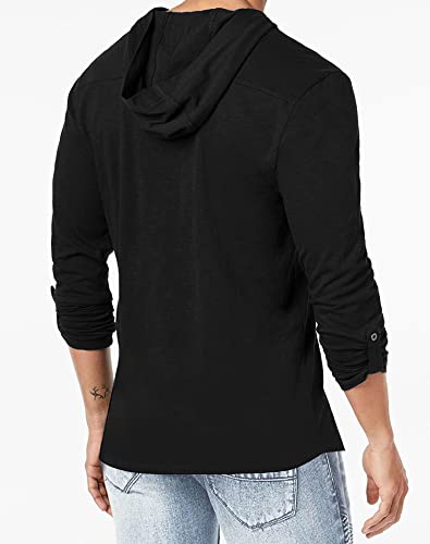 Yuccalley Men's Fashion Hoodies Long Sleeve T-Shirt Hooded Sweatshirts Casual Pullover A-Black #TOP1
