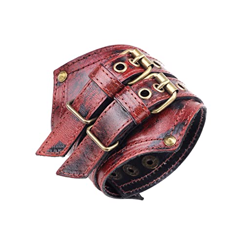 Punk Rock Belt Buckle Wristband Wide Leather Arm Cuff Bracelet