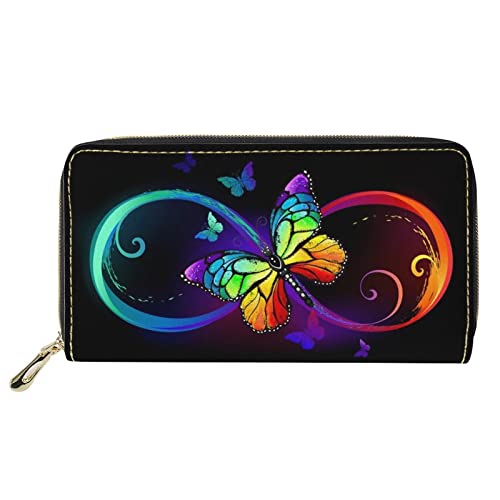 Coeqine Women Long Wallet Girls Purse Pu Leather Zipper Closure With Colorful Butterfly Pattern Black Large Capacity Clutch Purse Coin Card Holder #TOP24