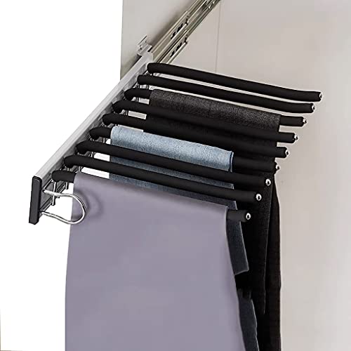FKKPRVAX Support Tringle penderie Pantalon de Garde-Robe Cintre, Porte-Armoire Extensible Porte-Armoire pour 9 Pantalons, Pantalon Coulissant - 46×34×9,5cm, Noir (Size : Installation on The Left) Cover