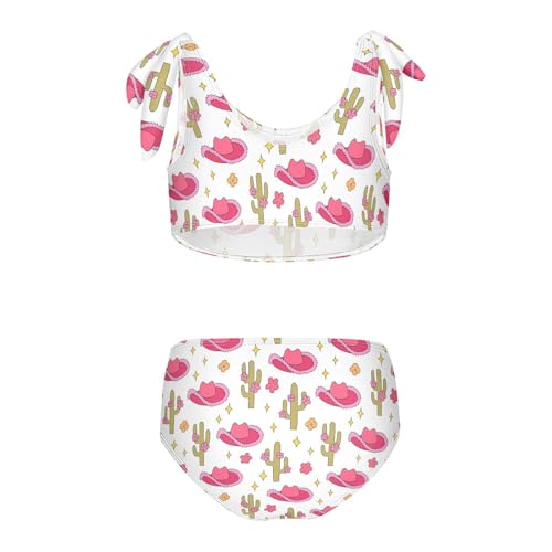 Toddler Girls Bikini Set Cowboy Hats Cacti Swimsuits Kid Bowknot Swimwear 2 Piece Bathing Suit 3-12T2