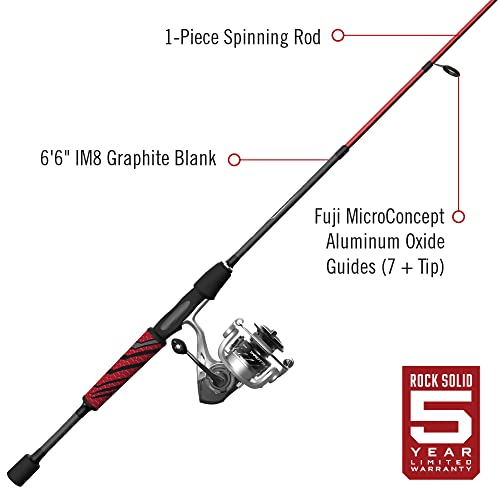 Quantum Throttle II Spinning Reel Combo, 6'6" IM8 Graphite Rod, Split ComfortGrip Handle, Medium Power, Size 20 Reel, Si