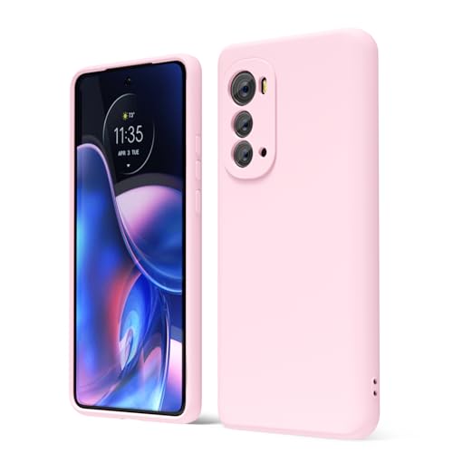 oakxco for Motorola Edge 2022 Phone Case Liquid Silicone Grip Bumper, Cute Thin Slim Soft Rubber TPU Plain Smooth Gel Cover for Women Girl Aesthetic, Matte Solid Protective & Shockproof, Pink Sand