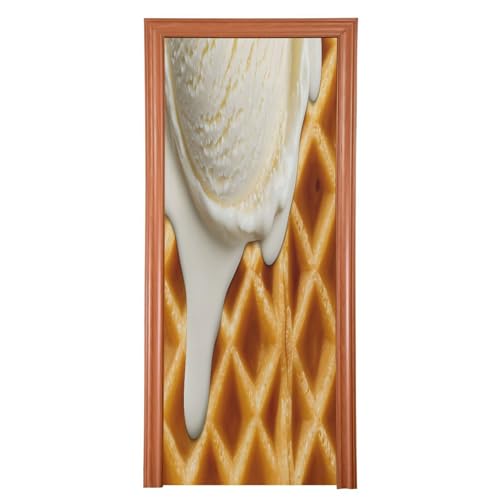 FLildon Waffles Ice Cream Cone Door Cover Decoration, Party Accessory Porch Decor for Festive Ornament Room Door Covers 35 x 79 Inch