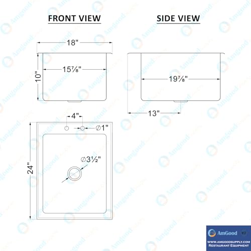 Image of Stainless Steel 1 Compartment Drop-In Sink. Bowl 16 in. x 20 in. x 10 in. No Faucet