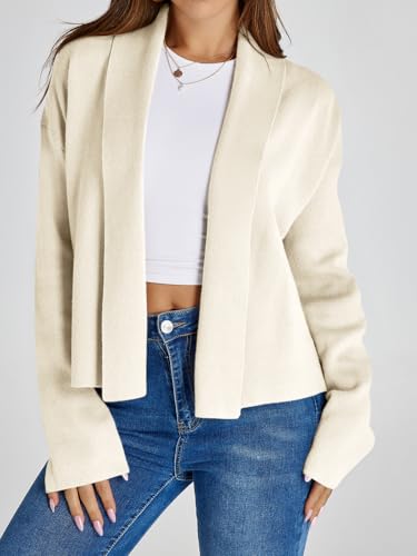 Image of Saodimallsu Womens Cropped Cardigan Open Front Shawl 2026 Fall Trendy Long Sleeve Sweater Jacket
