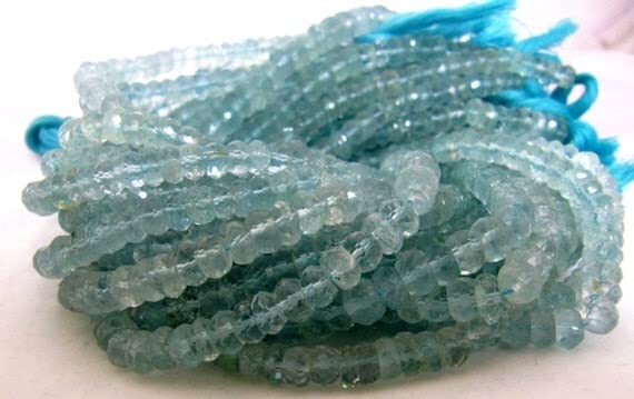 Aigue-marine perles facettées de qualité supérieure rondelles 5mm pour joaillerie fine