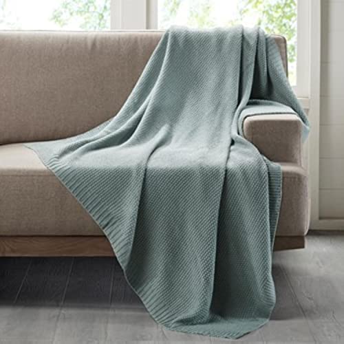 Image of INK+IVY Bree Knit Throw Blanket for Bed, Sofa, and Couch, Lightweight, Breathable, Soft & Cozy Summer Blanket, Throw (50 in x 60 in), Aqua