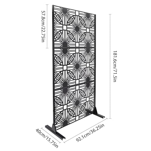 Metal-Privacy-Screen-Outdoor-Privacy-Screen-Fence-72-H36-W-Freestanding-Decorative-for-Patio-Outdoor-Privacy-Screen-Privacy-Panels-Decorative-Divider-for-Porch-Balcony-Lawn-Black-Flower Metal Privacy Screen Outdoor Privacy Screen Fence 72 H36 W Freestanding Decorative for Patio Outdoor Privacy Screen Privacy Panels Decorative Divider for Porch Balcony Lawn Black Flower