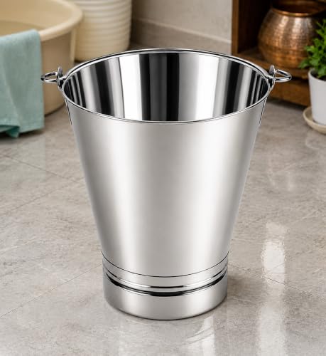 Image of Steel Non Joint Leak Proof Bucket Multipurpose Balti with Handle for Kitchen Home (6 Litter)