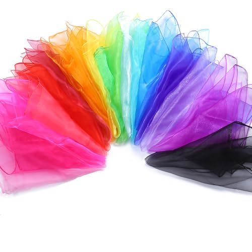 Square Chiffon Scarf 23.5'' Women 50s Handkerchief Sheer Neck Head Scarf Vintage Neckerchief for Women Girls MSL202