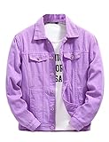 DSDZ Mens Classic Slim Fit Trucker Jean Denim Jacket Coat (Small, Purple)