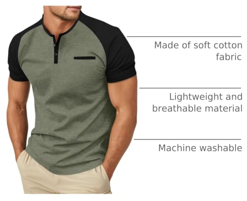 Image of Sailwind Men's Cotton Henley Short Sleeve Casual T-Shirts with Pocket