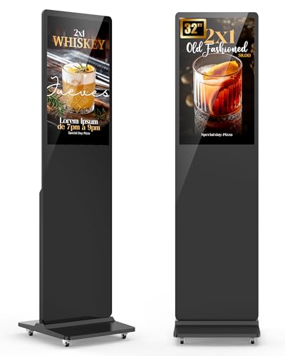 Image of HARZHI 32 Inch Digital Signage Kiosk, Floor Standing Digital Signage Display, Indoor Advertising Display Screen with Android OS, CMS Publishing System, HDMI /USB /WiFi